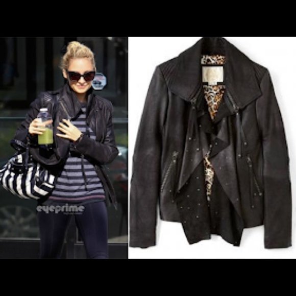 Sarah Berman Studded Leather Moto Jacket - Picture 2 of 7